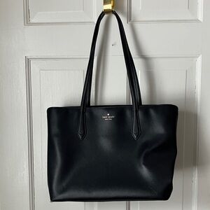 Kate Spade Classic Black Medium Size Tote Handbag with Handle damage as is